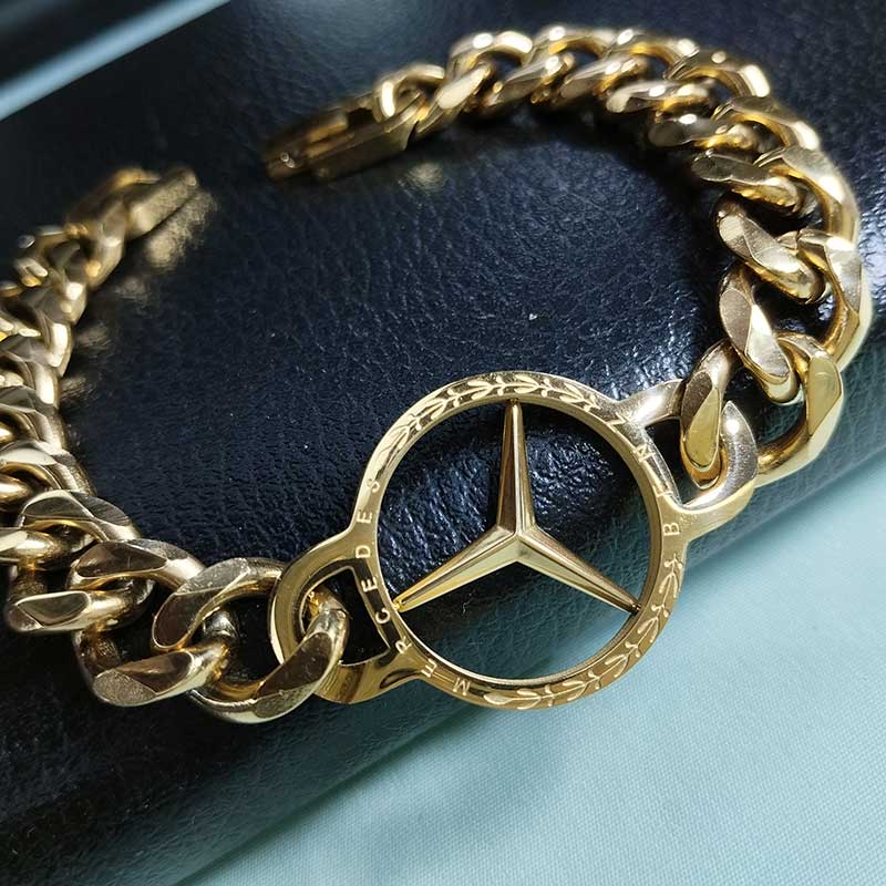 10mm Mercedes Benz Golden Color Premium Quality Bracelet