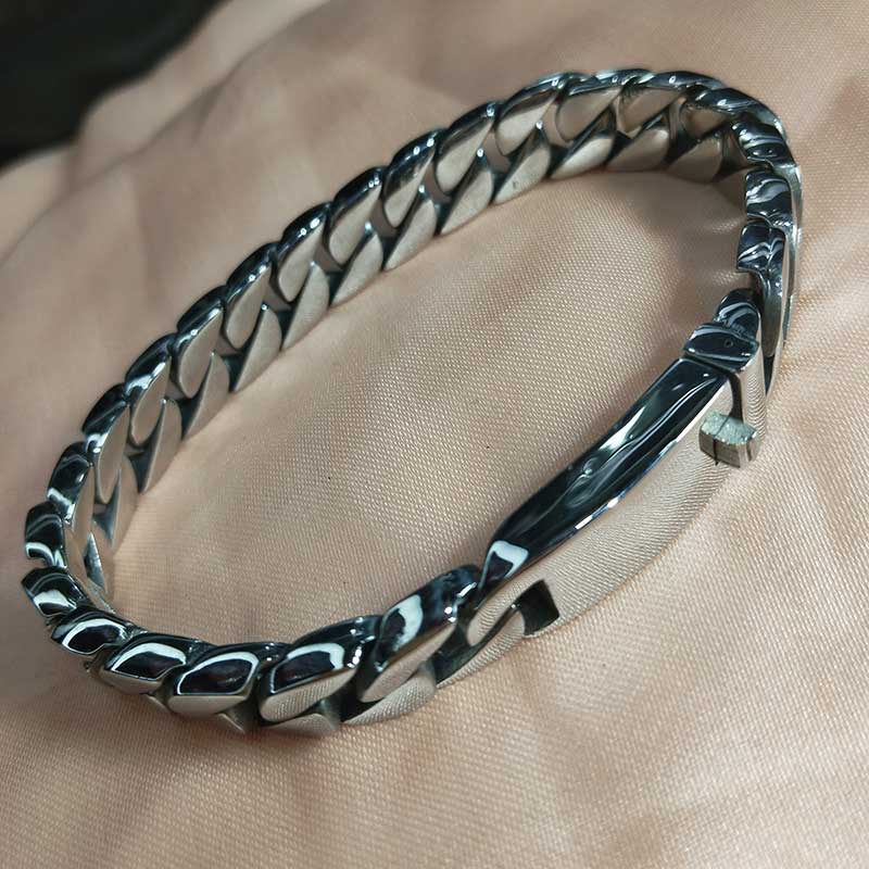 12mm Silver Mirror Polished Color Chain Bracelet