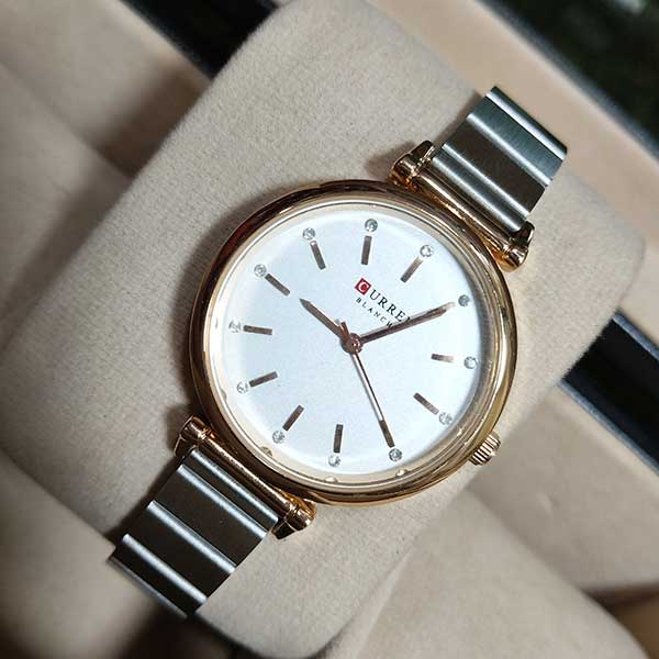 Curren C9081L Stainless Steel Analog Wrist Watch- White & Silver